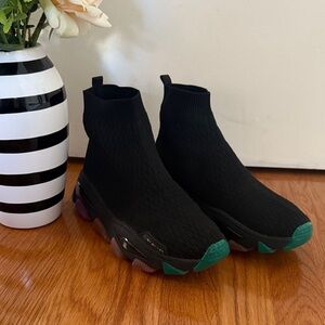 Kurt Geiger Knit Sock Sneakers with Green Accents